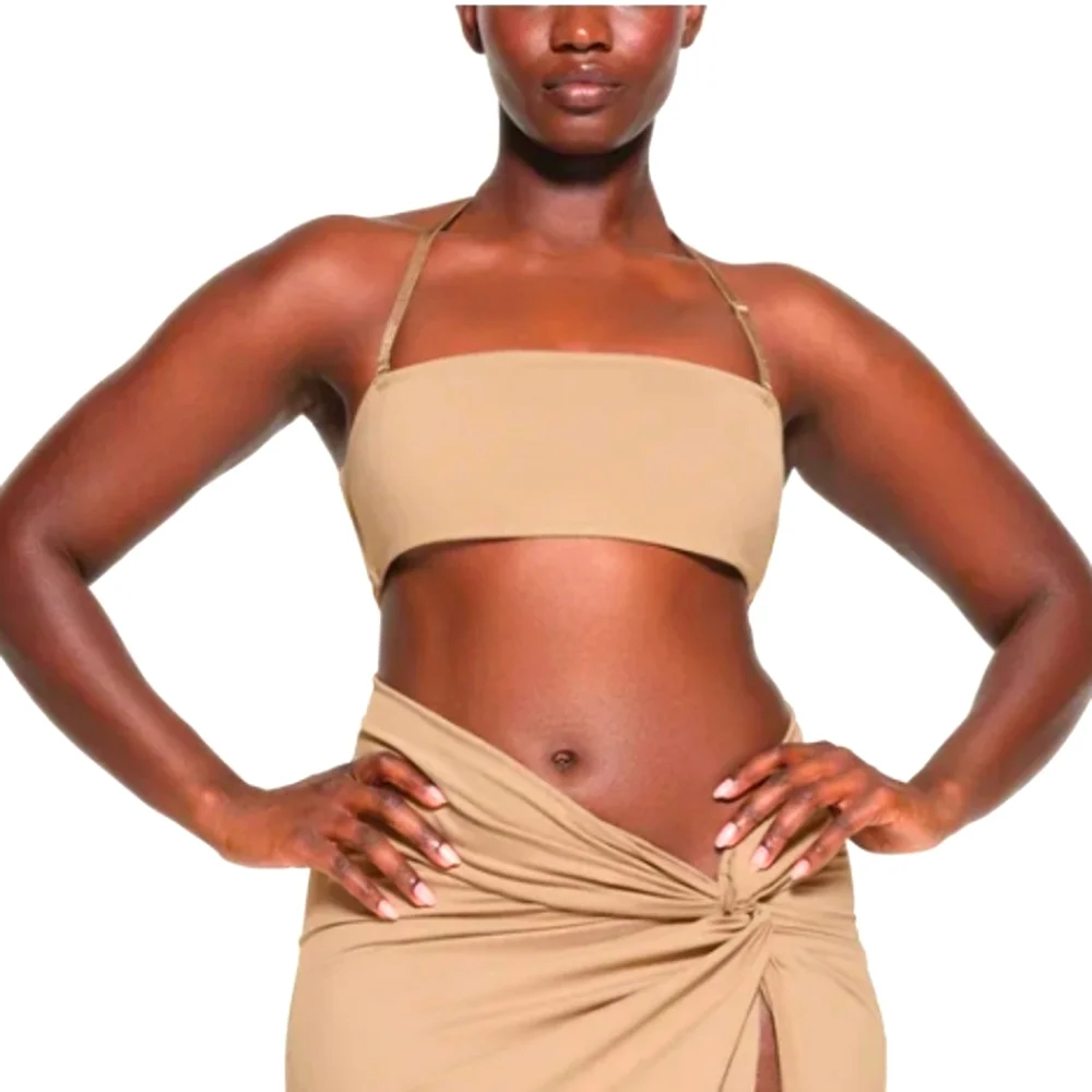 NWT SKIMS RECYCLED SWIM BANDEAU BIKINI TOP DESERT REMOVABLE STRAP PLUS 4X